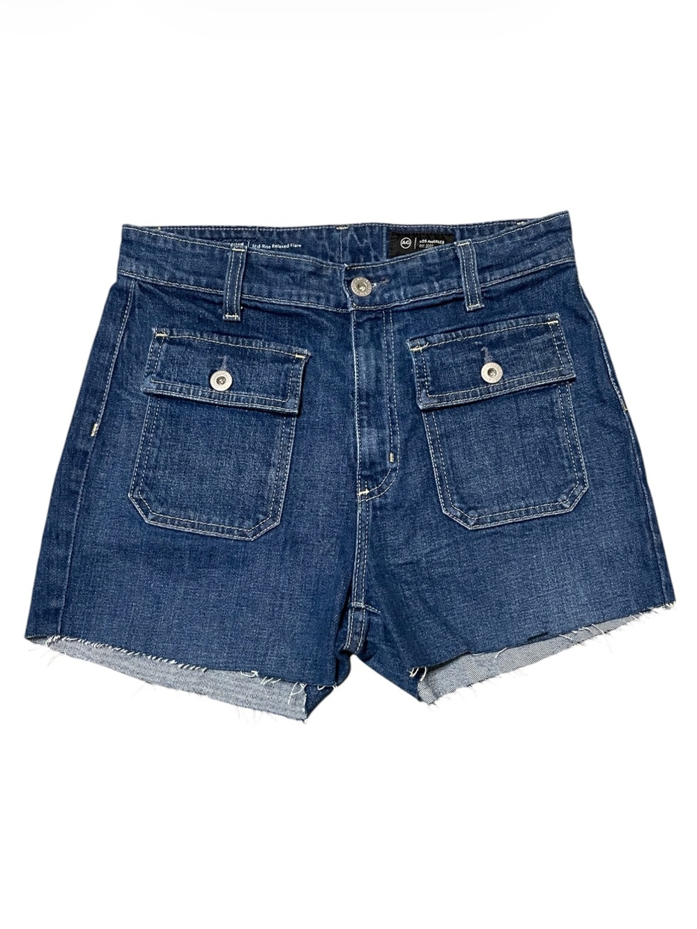 Women's AG Adriano Goldschmied Bonnie Mid-Rise Relaxed Denim Cutoff Shorts 27